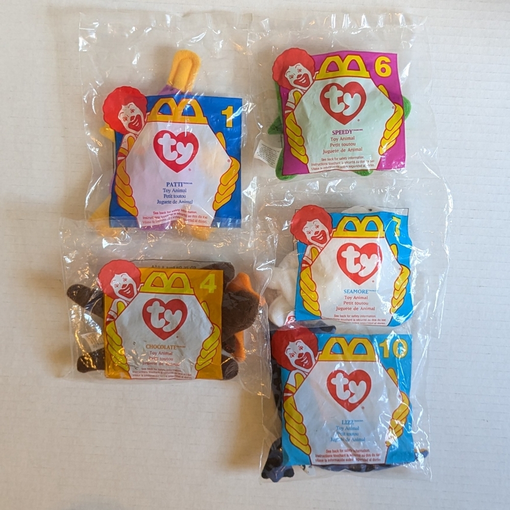 Ty Teenie Beanie Babies 1997 McDonald's Happy Meal lot of 5